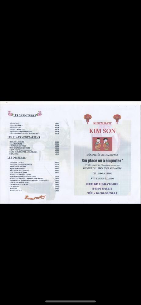 Restaurant Kim-Son - Menu Image 2